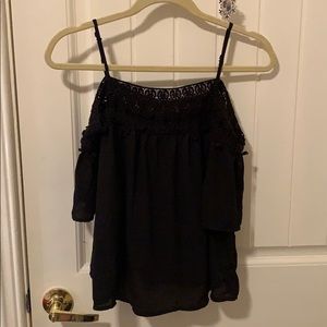Black Crochet Off-The-Shoulder Top